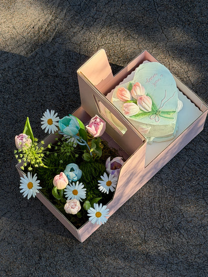 Floral Cake Gift Box (5-inch Cake) (Large)