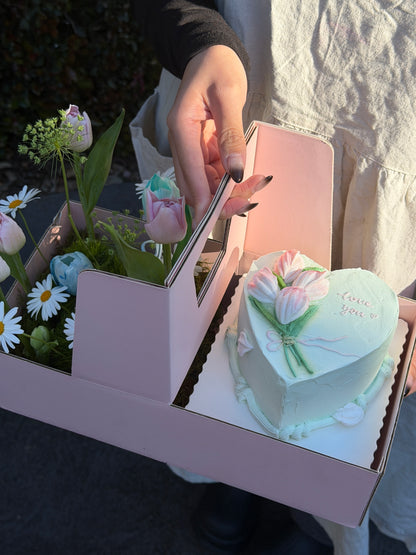 Floral Cake Gift Box (5-inch Cake) (Large)