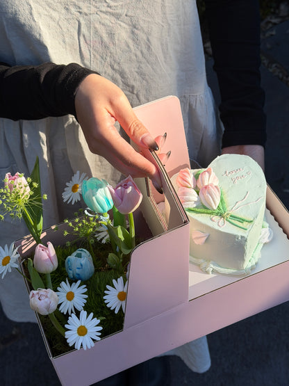 Floral Cake Gift Box (5-inch Cake) (Large)