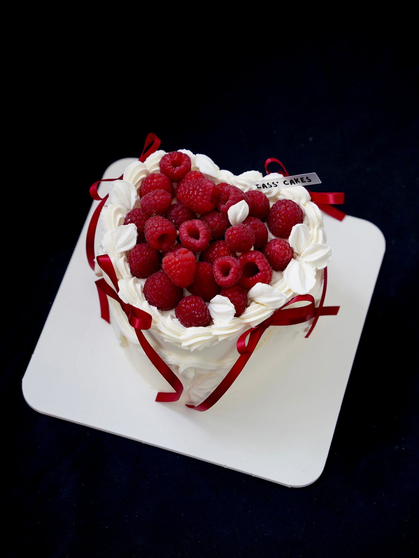 Raspberry Ribbon Heart Cake