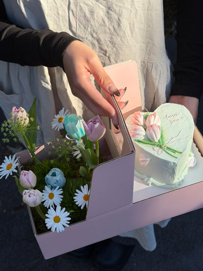 Floral Cake Gift Box (5-inch Cake) (Large)