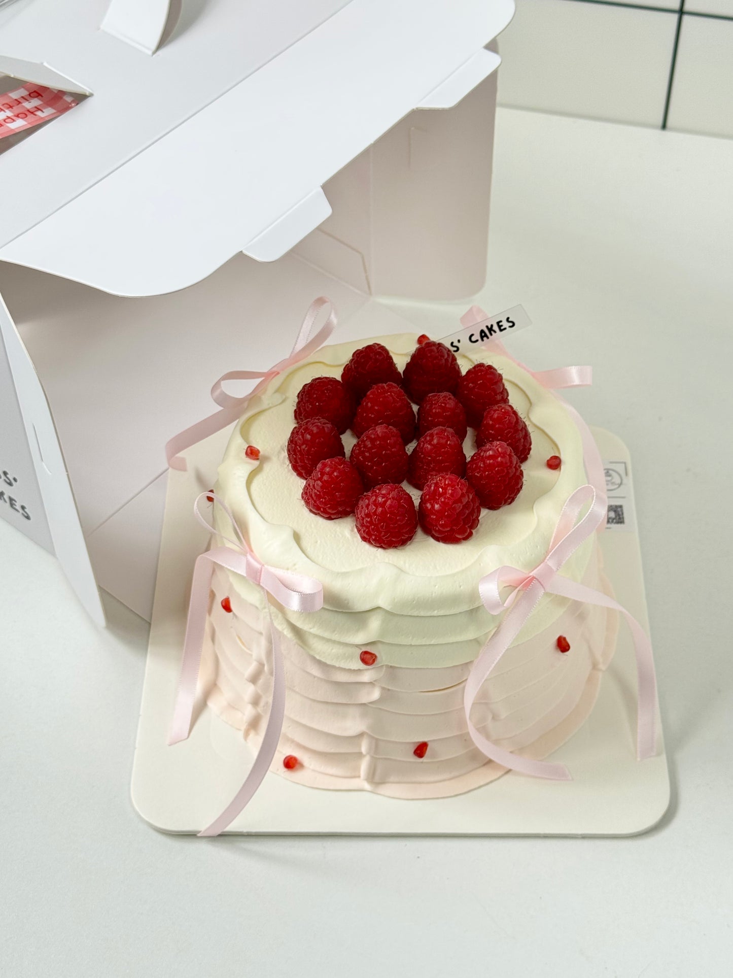Pink Ribbon Raspberry Cake