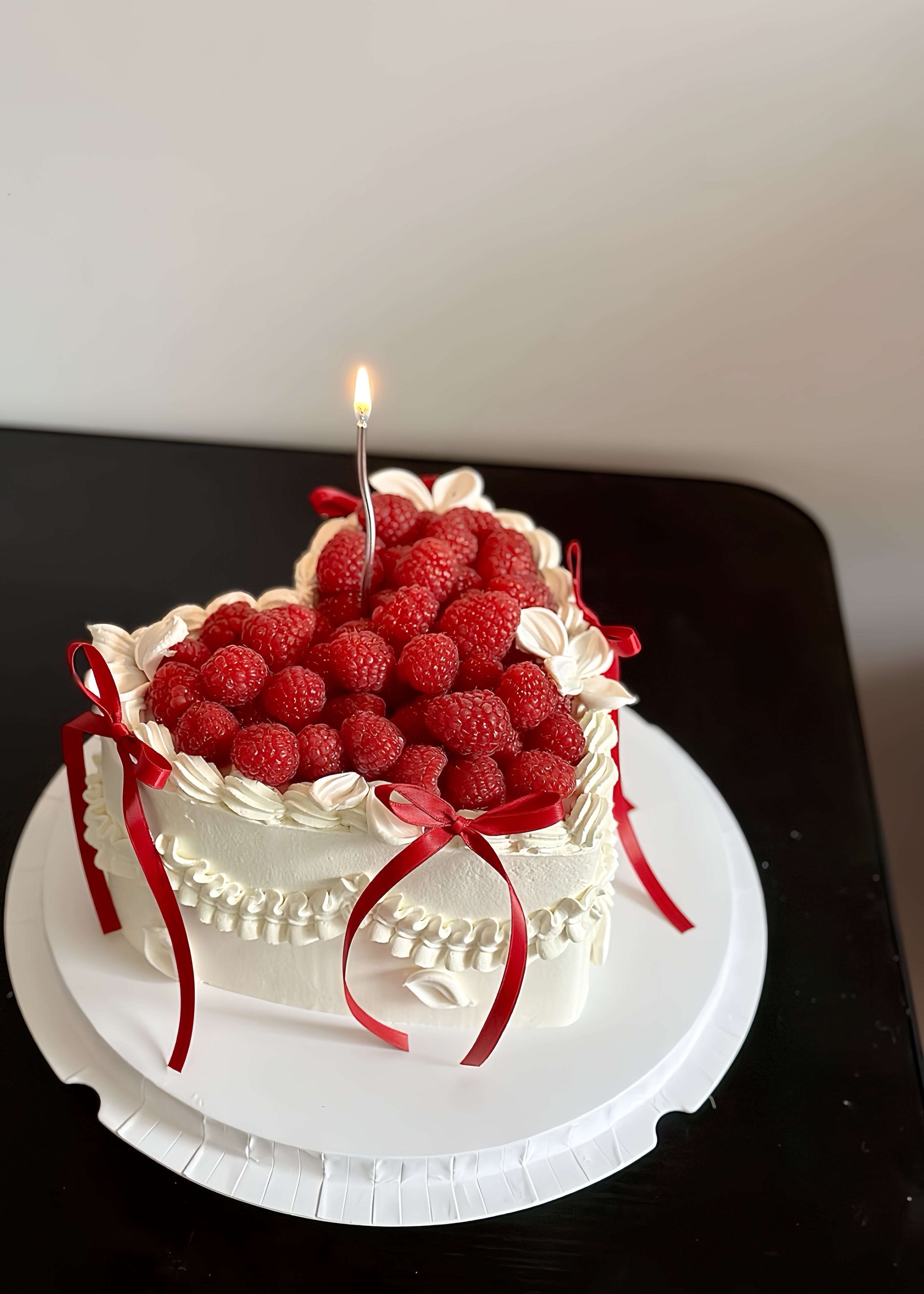 Raspberry Ribbon Heart Cake – CASS' CAKES